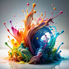 Fototapeta premium Vibrant colorful paint splash in dynamic explosion on white background