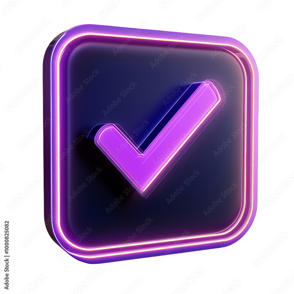 Aufkleber shiny purple 3d checklist icon symbolizing completion and organization with copy space for text on w