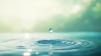 Ripples from water drop on calm lake