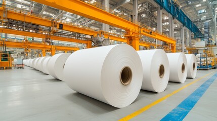 Paper Rolls in Factory Production Line