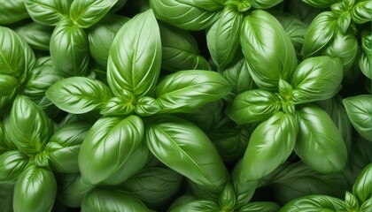 fresh basil leaves on the ground