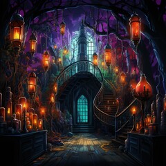 Fototapeta premium Dark Fantasy Laboratory Vector Icon with Sinister Magical Elements