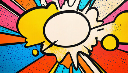 Fototapeta premium Bright, comic-book style graphics with speech bubbles, bold outlines, and exaggerated colors, evoking a lively, playful energy.