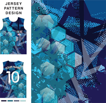 Abstract blue concept vector jersey pattern template for printing or sublimation sports uniforms football volleyball basketball e-sports cycling and fishing Free Vector.