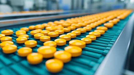 Yellow Pills Conveyor Belt Production Line Factory Industry