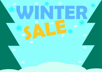 Winter sale, shopping event poster.