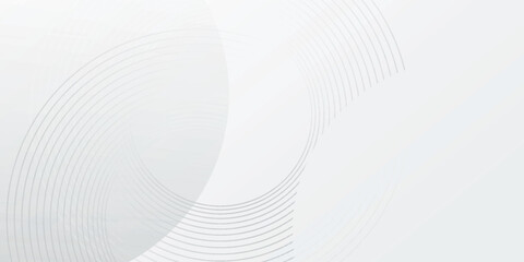 Naklejka premium White geometric abstract background overlap layer on bright space with lines effect decoration. Modern graphic design element circles style concept for