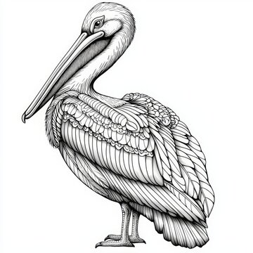 recommend clip art: Detailed Illustration of a Pelican Bird Coloring