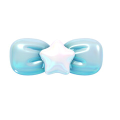 Glossy Y2K-Inspired Blue Ocean 3D Ribbon