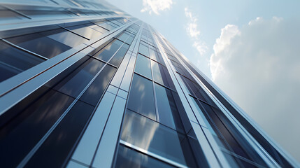 Futuristic architectural buildings in a modern city with high skyscrapers.