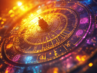 A detailed horoscope reading with zodiac signs arranged according to life path, focusing on personalized astrological forecasts
