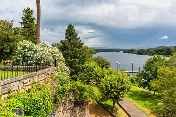 Views of the Mino River next to the monumental city of Tui and that separates Spain from Portugal.