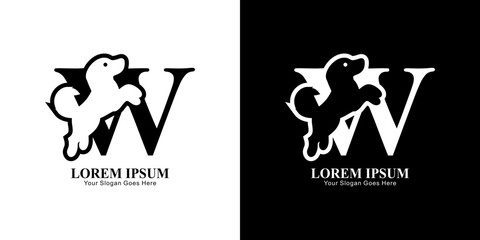 Dog logo design combined with the letter W 