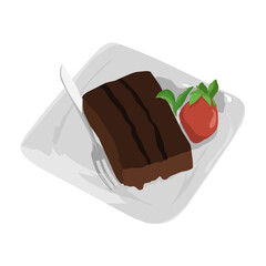 illustration of a piece of sponge cake on a plate