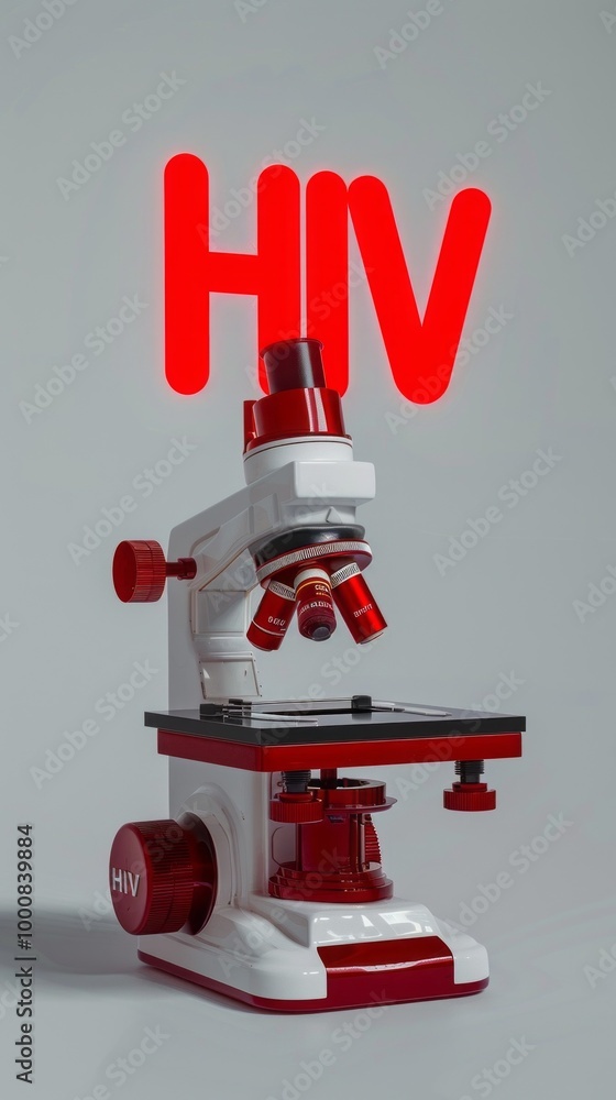 Poster A microscope with the letters HV on it