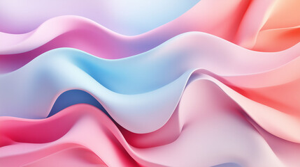 Urokliwe, abstrakcyjne tło z falującymi kształtami w trzech wymiarach, wypełnione pastelowymi barwami. 