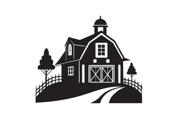 Farmhouse silhouette vector illustration