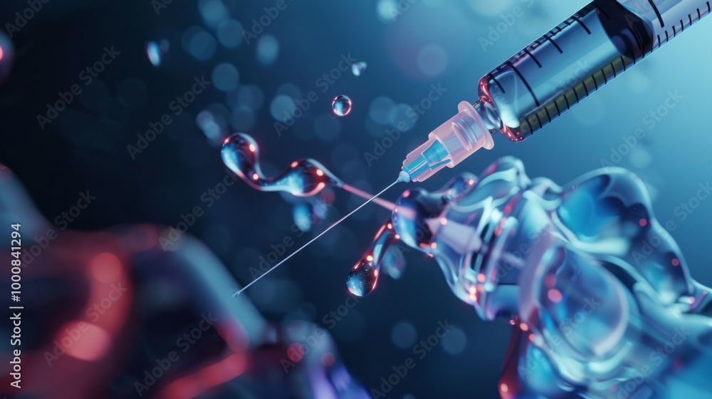 Poster a syringe is being used to inject a liquid into a person