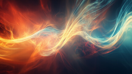 Fototapeta premium Wizualizacja energii w postaci kolorowych fal i linii, które płyną przez tło, tworząc wrażenie nieskończonego ruchu. 