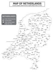 European Country Geography Political map. Political map of country with capital, province or state capital, major cities and town.