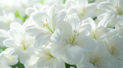 Obraz premium Photorealistic White Funeral Flowers with Green Leaves in Soft Natural Light