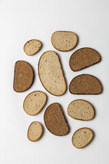 varios slices of bread on white background pattern