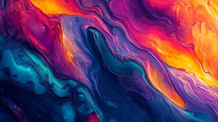 Abstract Art with Bold Colours Flowing Patterns in Vivid Dynamic Style