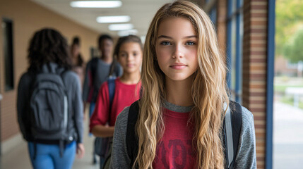 A diverse group of LGBTQ+ advocates entering schools to promote anti-discrimination work, fostering inclusivity and awareness. unity, diversity, and educational efforts towards equality.