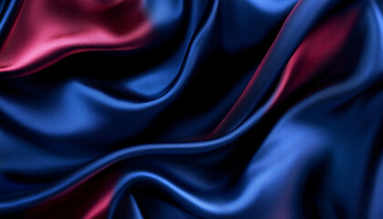 Fototapeta premium Close-up of flowing, luxurious silk fabric in rich colors like deep red or royal blue, creating a smooth and elegant texture