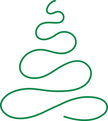 Christmas Tree Doodle Line Contour Drawing