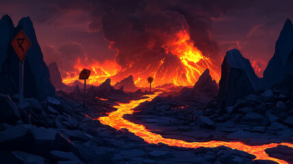Fototapeta premium Lava Flow in Volcanic Landscape