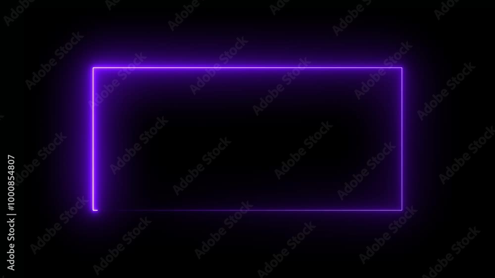 Poster neon abstract rectangle shape line animation 4k video.
