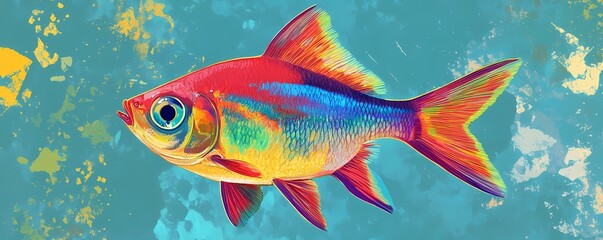 Naklejka premium A colorful depiction of a cardinal tetra fish