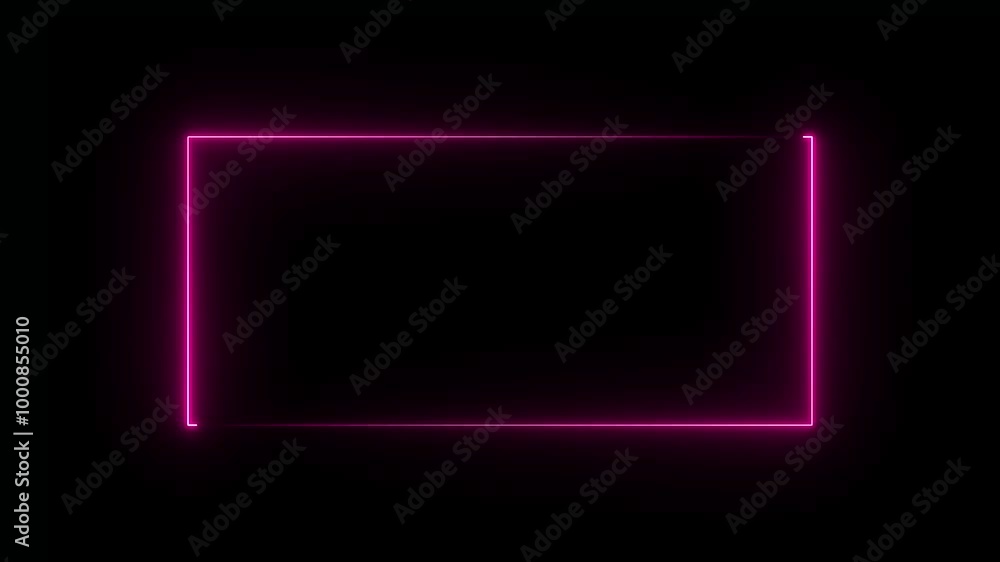 Poster neon abstract rectangle shape line animation 4k video.