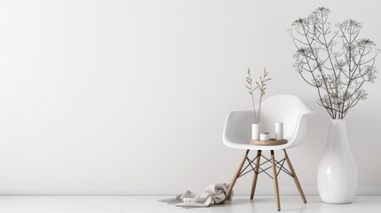 modern home decor items, such as a minimalist vase, candle, and stylish chair