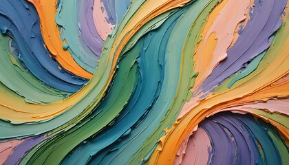 Colorful abstract liquid painting with thick swirls
