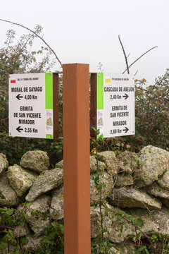 Directional sign on a hiking trails