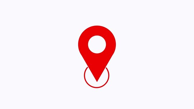 Simple  location pointer with house symbol.  GPS Location Pin pointer icon animation on white background.