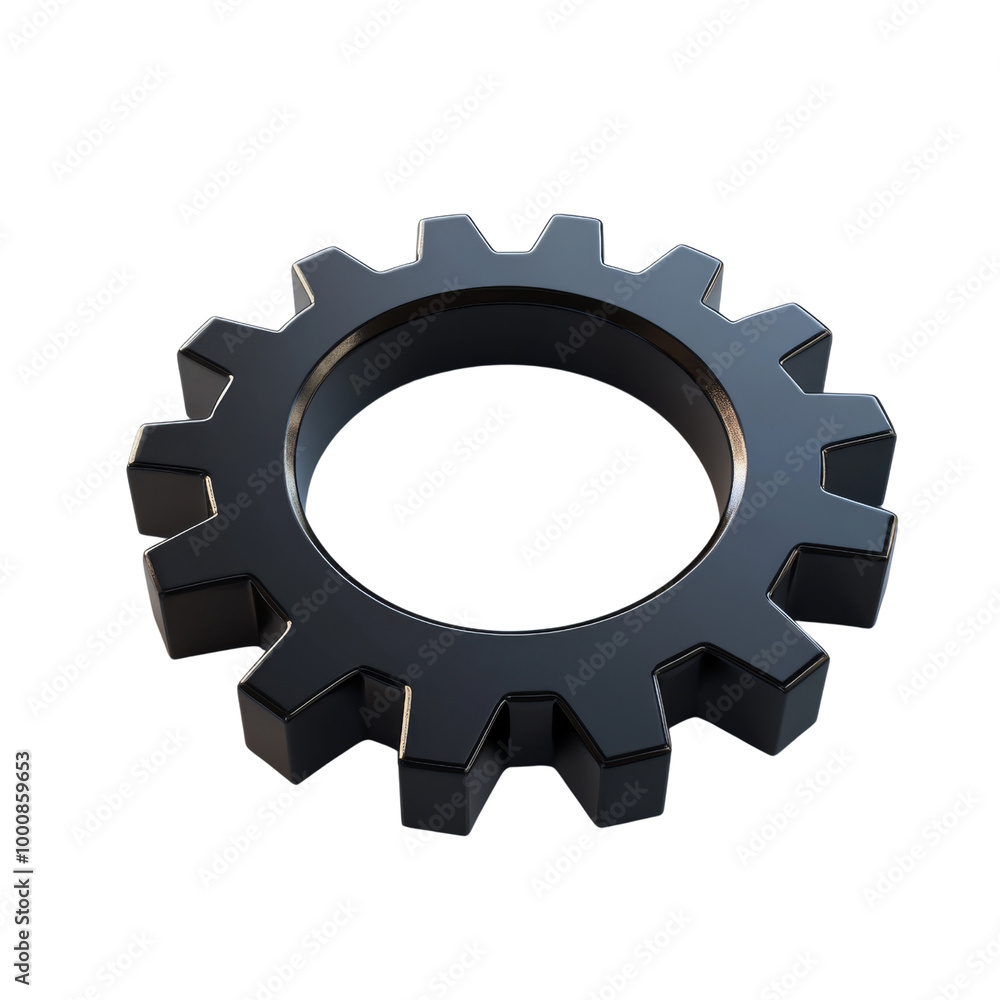 Poster futuristic 3d gear icon for tech and engineering concepts with copy space on white background