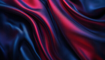 Obraz premium Close-up of flowing, luxurious silk fabric in rich colors like deep red or royal blue, creating a smooth and elegant texture
