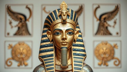 Obraz premium Golden Pharaoh Bust with Traditional Egyptian Decor