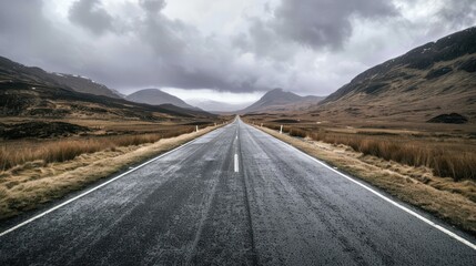 Empty Road Through the Scottish Highlands