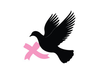 Dove Pink Ribbon Breast Cancer Awareness Design – Hope and Support Symbol for October.