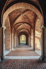 Obraz premium Brick Walkway Arches Columns Building