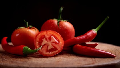 fresh red chilies and tomato sliced