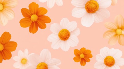 Vibrant daisy flowers pattern on pastel background
