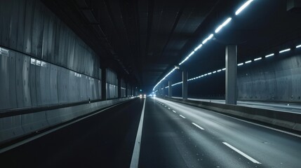 Fototapeta premium Highway Tunnel with Bright Lights
