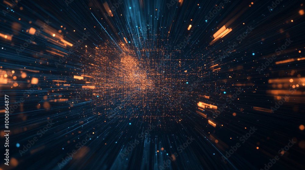 Poster an abstract representation of a large 3d semantic space filled with glowing points denoting various 