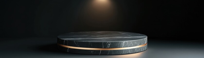 A modern circular platform with elegant lighting, perfect for showcasing products or presentations in a sleek environment.