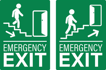 Bundle label sticker dirextion up and down stairs with arrow, isolated emergency exit building sign